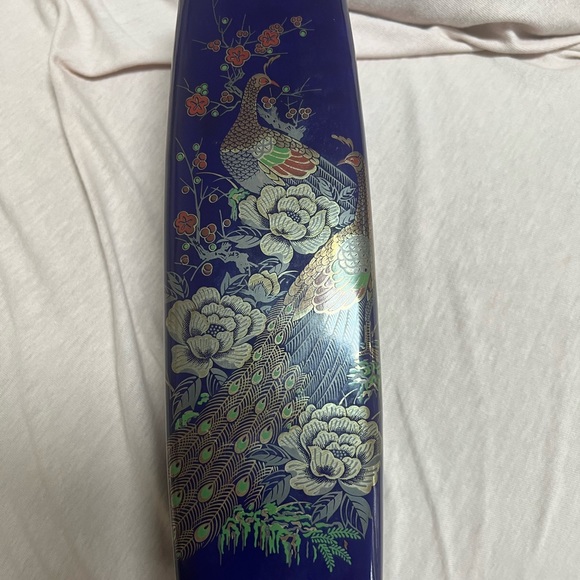 COBOLT blue Japanese peacock vase 11”/3” - Picture 2 of 6
